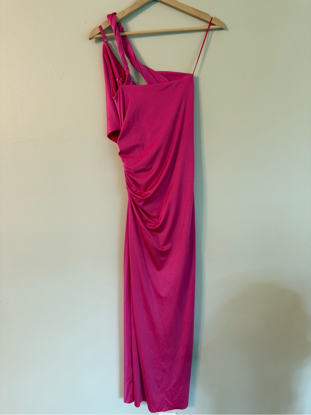 Baobab Lia One Shoulder Cutout Maxi Dress Fuchsia Pink M - Picture 6 of 9